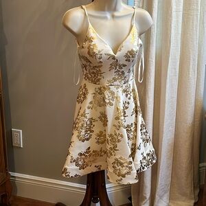 B.Darlin Gold Floral Mini Dress